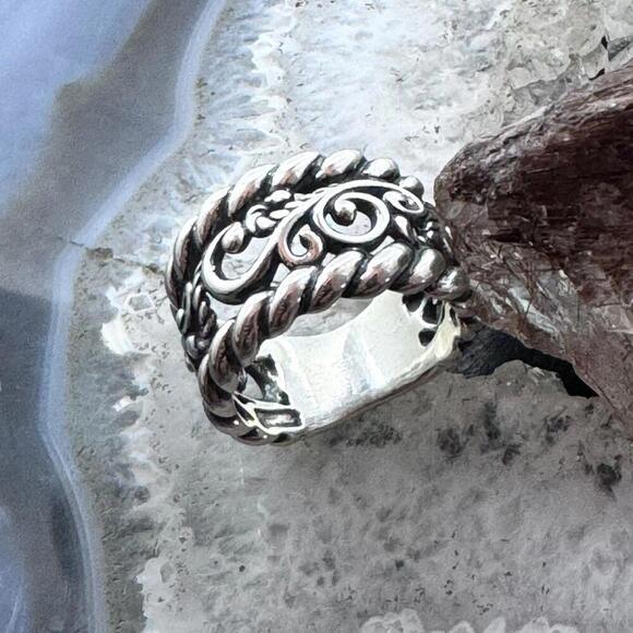 Carolyn Pollack Sterling Silver Swirls & Ropes Decorated Ring Sz 7.75 For Women - Picture 3 of 10